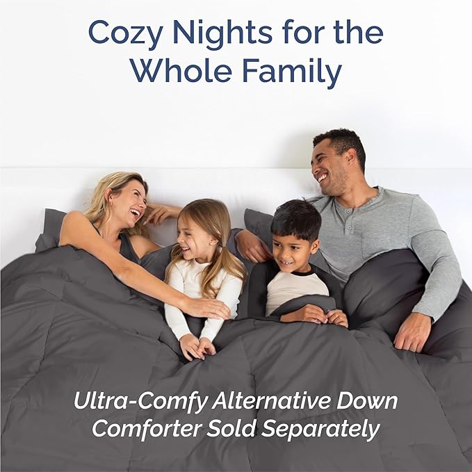 Split King Sheets Set 7 Piece - Includes 4 Pillowcases - Bed Sheets Split King - Soft Hotel Luxury Bedding - Cooling, Cozy & Breathable - 1 Flat & 2 Fitted & 4 Pillowcases w/ Deep Pockets - Dark Grey