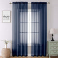 Navy Blue Sheer Curtains 90 Inches Long 2 Panels, Light Filtering Voile Airy by Lecloud