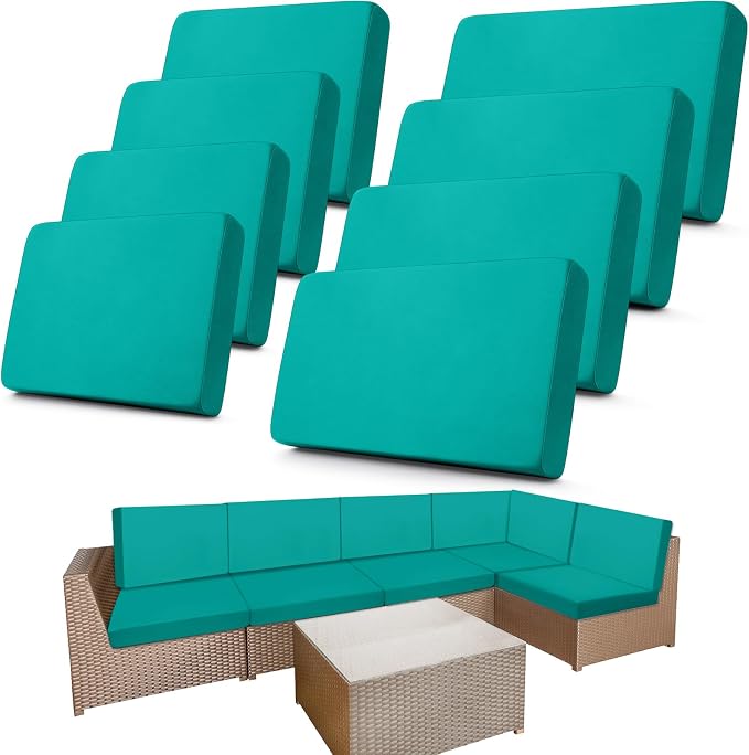Newwiee 8 Pcs Stretch Patio Outdoor Cushion Covers Replacement, Fruit Green | 4 by Newwiee
