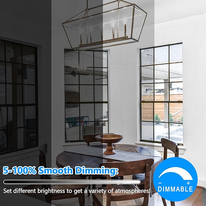 Brightever E12 Candelabra LED Light Bulbs 60 Watt Equivalent, 12 Packs Super Bright 620 Lumen, 6W Clear LED Candle Bulbs, Daylight White 5000K Dimmable Chandelier Light Bulbs for Ceiling Fan
