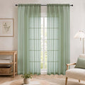 Sage Green Sheer Curtains 84 Inches Long 2 Panels Set by WelvetBLK