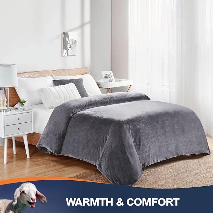 Walensee Fleece Blanket Plush Throw Fuzzy Lightweight (XL-Twin Size 66x90 Dark Grey) Super Soft Microfiber Flannel Blankets for Couch, Bed, Sofa Ultra Luxurious Warm and Cozy for All Seasons