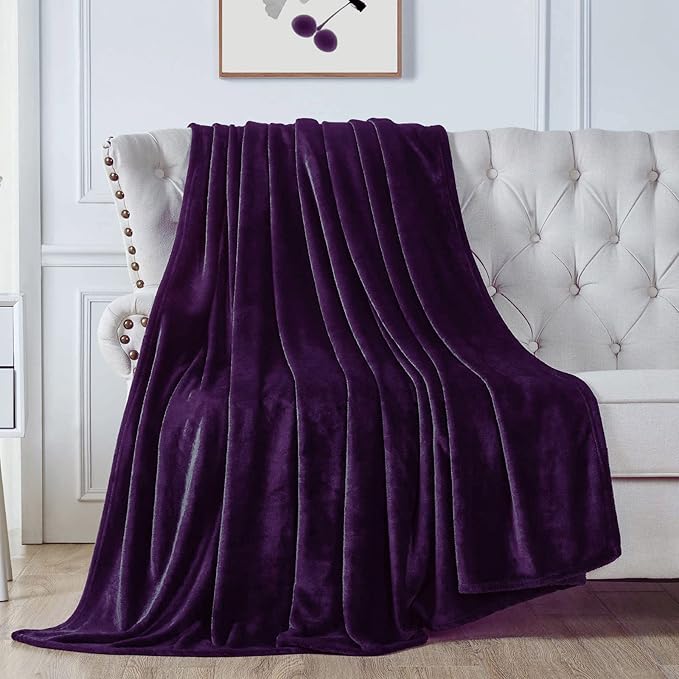 Walensee Fleece Blanket Plush Throw Fuzzy Lightweight (Queen Size 90x90 Purple) Super Soft Microfiber Flannel Blankets for Couch, Bed, Sofa Ultra Luxurious Warm and Cozy for All Seasons