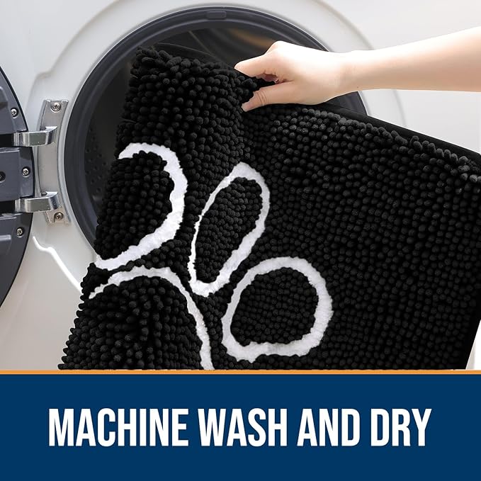 OLANLY Dog Door Mat for Muddy Paws 54x32, Paw Print Design Chenille Mud Mat | - Image 5