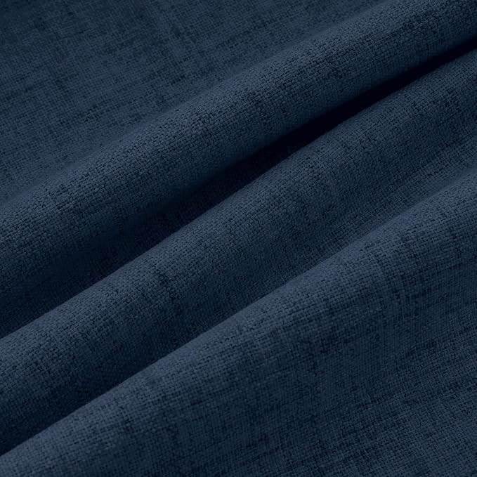 MIULEE 100% Blackout Linen Curtains 42 x 63 Inch Midnight Blue 2 Panels | - Image 9