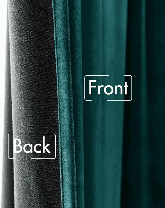 MIULEE Velvet Blackout Curtains 52x108 inches 2 Panels Emerald Green | Luxury - Image 6