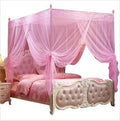 4 Corners Post Pink Canopy Bed Curtain Full Bed for Girls & Adults - 4 Opening Mosquito Net - Princess Bedroom Decoration