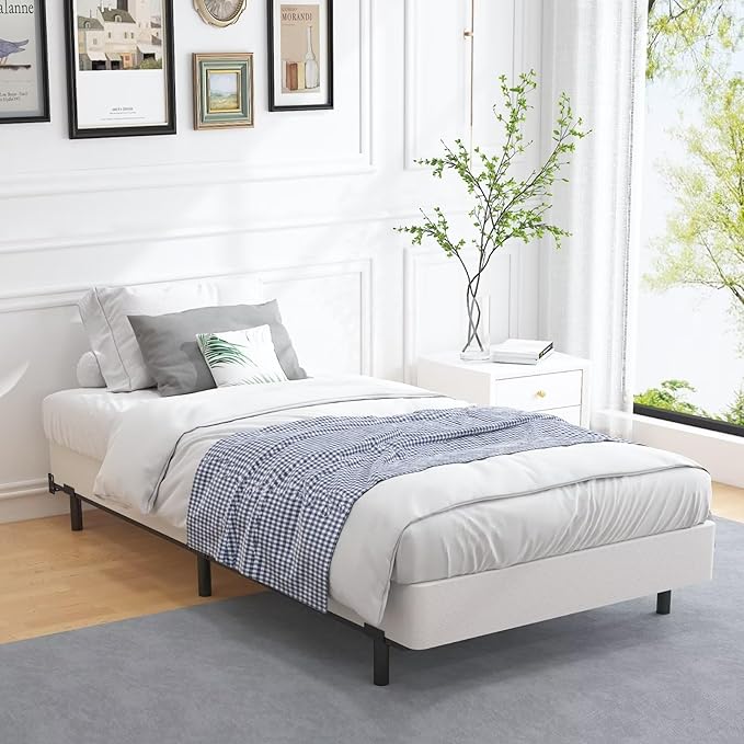 ALDRICH 5 Inch Heavy Duty Metal Twin Box Spring Mattress Foundation 1500lbs Max Weight Capacity/Non-Slip/No Noise/Easy Assembly/Easy Clean Cover
