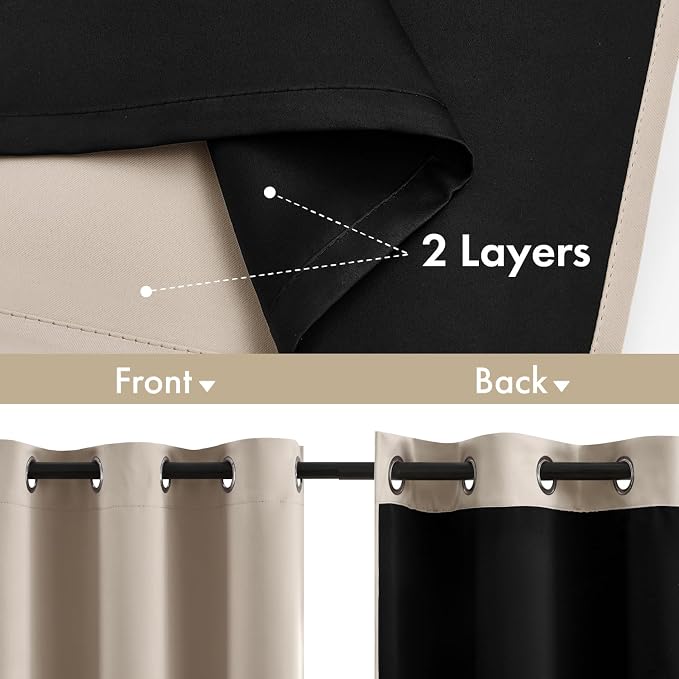 MIULEE Taupe 100% Blackout Curtains - Image 3