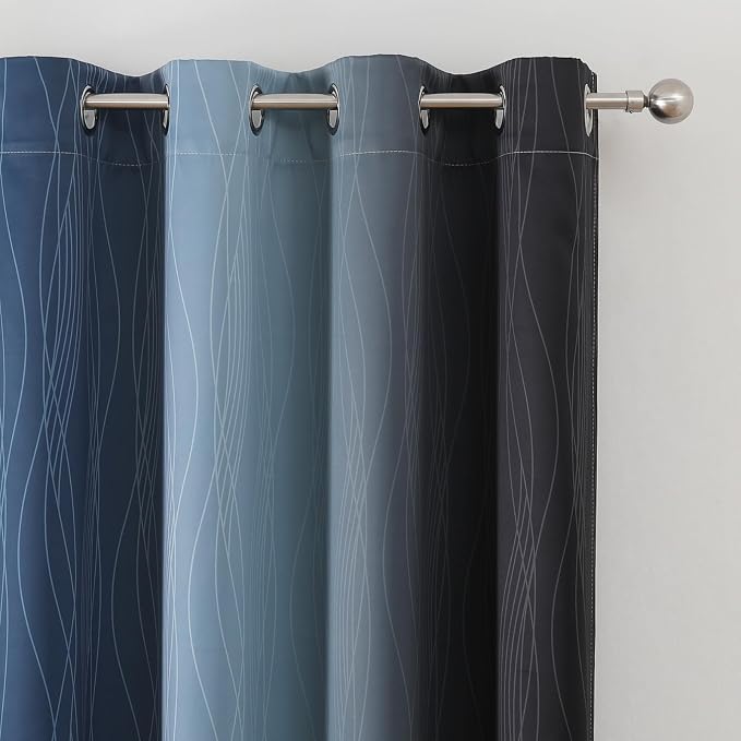 Navy Blue and Black Ombre Blackout Curtains - Image 4