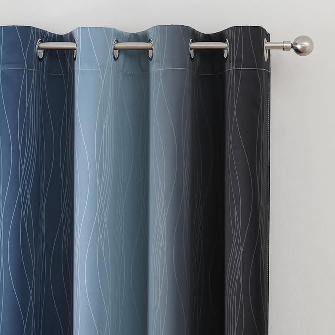 Black and Navy Blue Ombre Blackout Curtains - Image 4