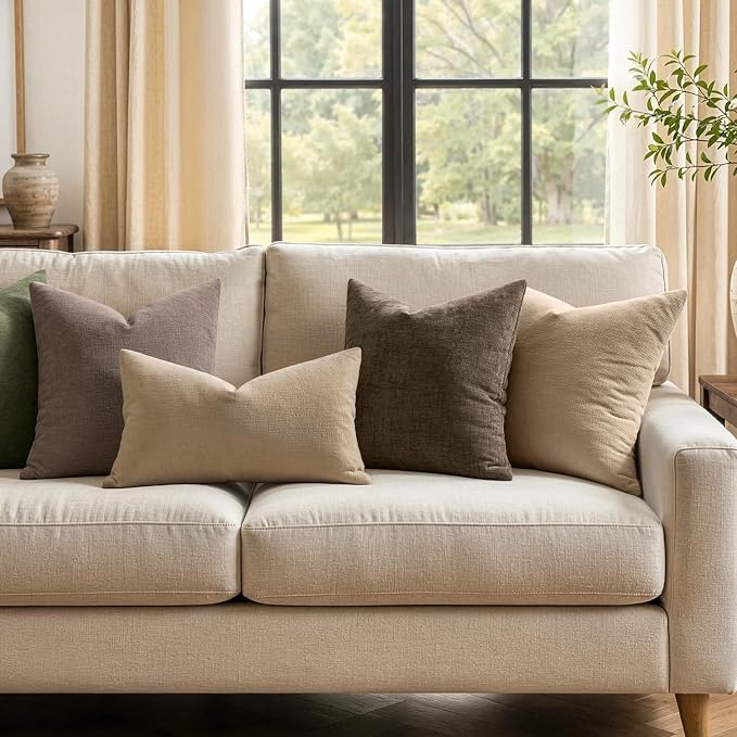 MIULEE Chocolate Brown Chenille Couch Throw Pillow Covers, 18x18 | Set of 2 - Image 3