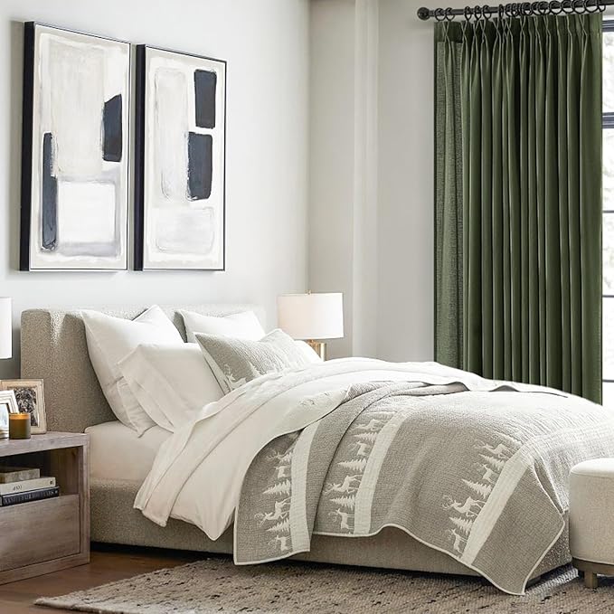 Topfinel Olive Green Pinch Pleated Linen Curtains 84 Inch Length 1 Panels - Image 8
