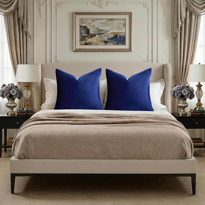 GIGIZAZA Royal Blue Velvet Throw Pillow Covers 18x18 Pack of 2 | Decorative - Image 7