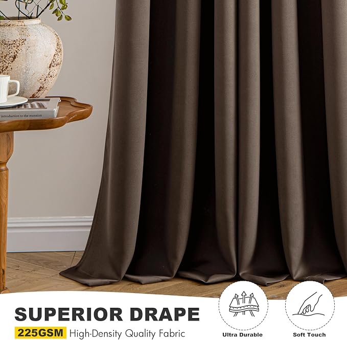 MIULEE Blackout Curtains for Bedroom 2 Panels 40"x63" Long Chocolate Brown | - Image 5