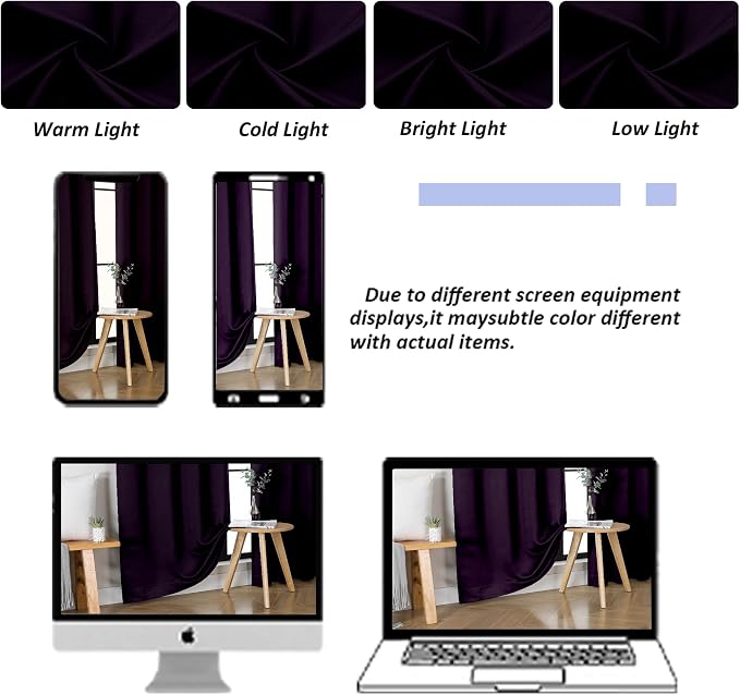 Simplebrand Ava BlackBerry Short 36 Inches Blackout Curtain 2 Panels Set - Image 9