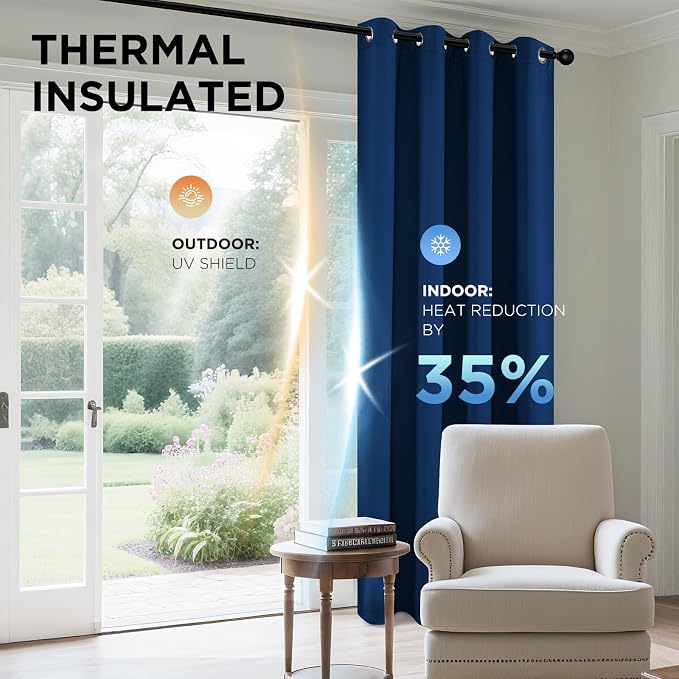 Joydeco Blackout Curtains 72 inches Long 2 Panels Set, Thermal Insulated Long - Image 5