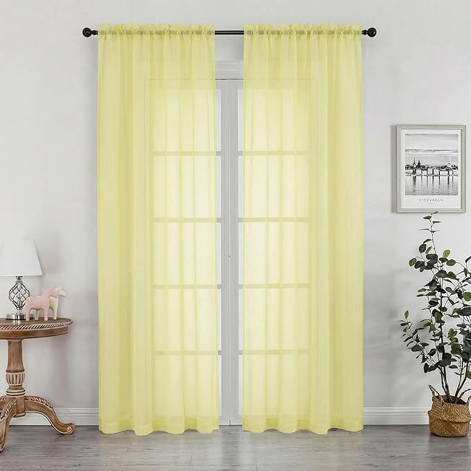 Sheer Curtains 84 inches Long 2 Panels Set by OWENIE