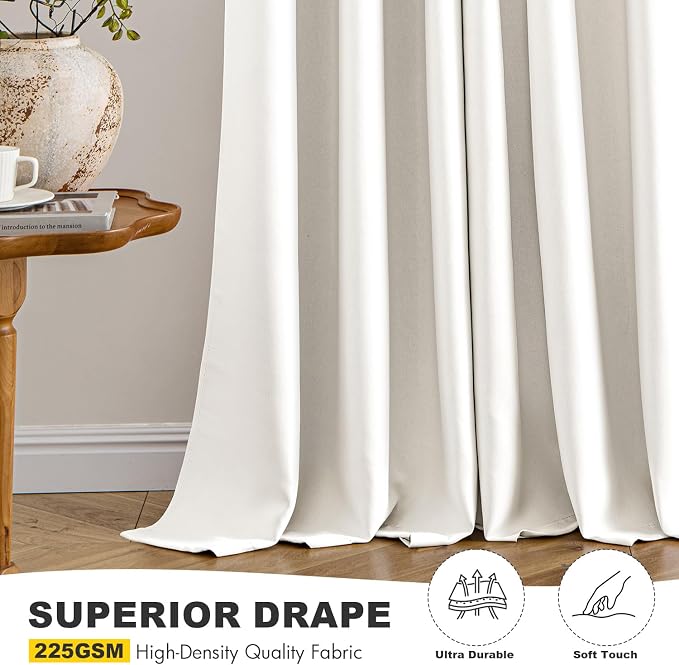 MIULEE Blackout Curtains for Bedroom 2 Panels 40 x 45 Inch Long Ivory | Thermal - Image 5