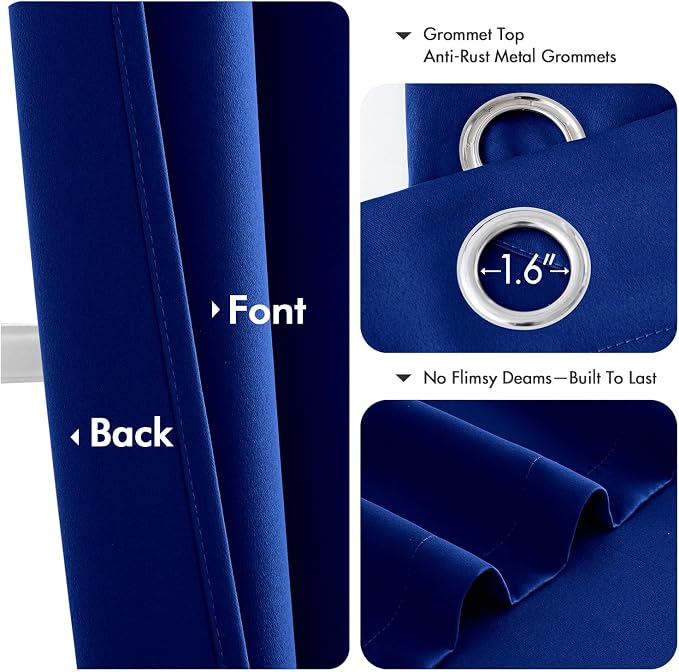 MIULEE Blackout Curtains for Bedroom 2 Panels 40 x 45 Inch Long Royal Blue | - Image 4