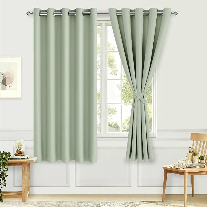 Blackout Curtains for Bedroom, 60 x 63 Inches Length, Seafoam Green | Thermal - Image 8