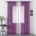 DUALIFE Purple Curtains 108 Inches Extra Length for Living Room Set of 2 Panels Grommet Window Semi Voile Drapes Dark Purple Sheer Curtains for Kids Girls Bedroom Decor Royal Purple 52x108 Inch Long