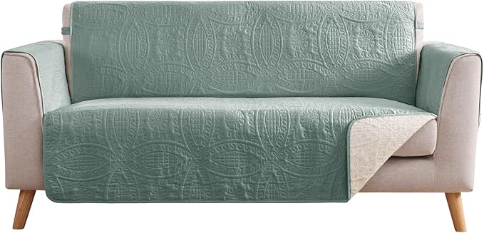 Sage Blue Loveseat Covers for 2 Cushion Couch, Water Repellent Slip Covers for by Pamhaven