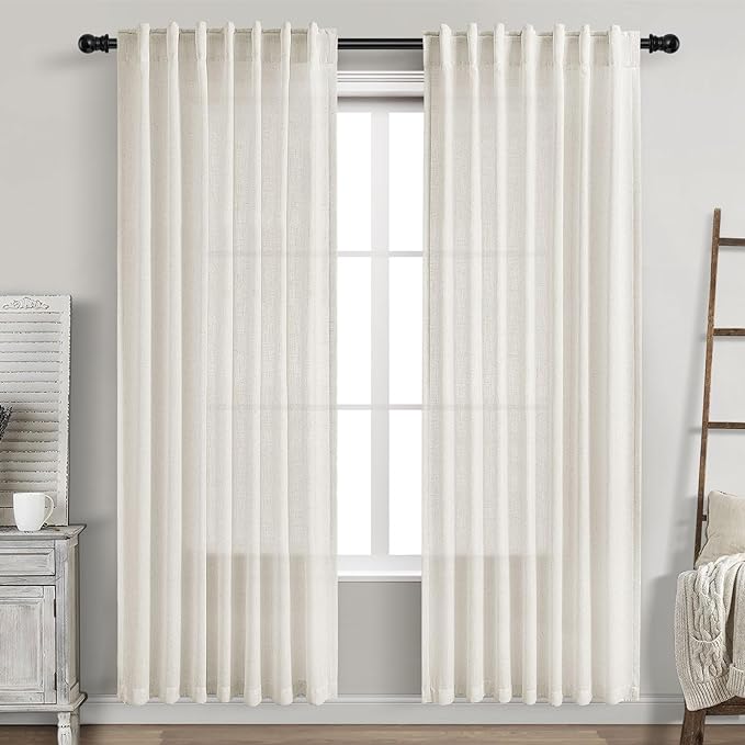 Cream Linen Curtains 81 Inches Long by Nanspring