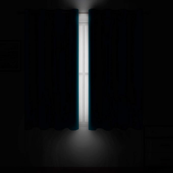 Turquoise Thermal Blackout Curtains/52 x 72 Inch/Set of 2 Panels Room Darkening - Image 3