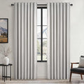 Topfinel 86 Inches Long Custom Blackout Linen Curtains Grey Beige Pinch Pleated by Topfinel