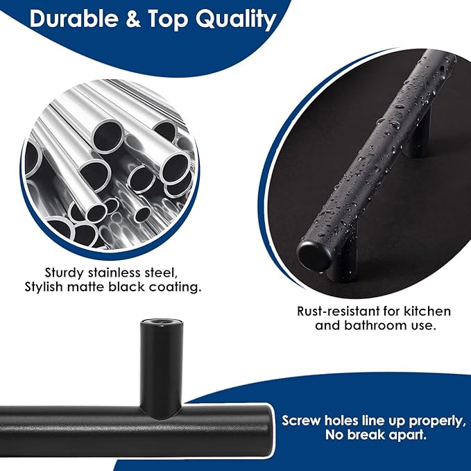 HBL' 35 Pack | 3 Inch Center to Center Matte Black Cabinet Pulls Kitchen Cabinet Handles,Made of Stainless Steel,Ideal for Cabinet,Drawer,Cupboard and Wardrobe.