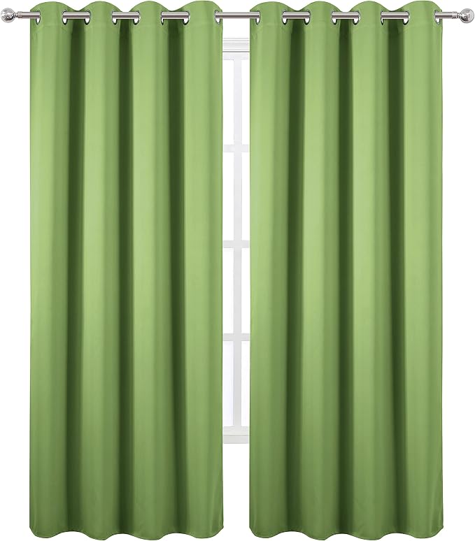 Blackout Curtains 66 x 84 inch/Light Green Curtains Set of 2 Panels/Thermal - Image 2