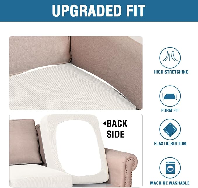 H.VERSAILTEX Super Stretch Individual Seat Cushion Covers Armchair Sofa Covers - Image 6
