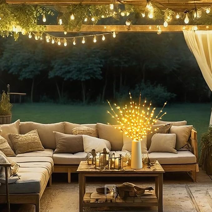 DK177 6 Pack Led Branch Light Battery Operated Lighted Branch Vase Filler Willow Tree Artificial Little Twig Power Brown 30 Inch 20 LED for Home Romantic Decoration, Warm White