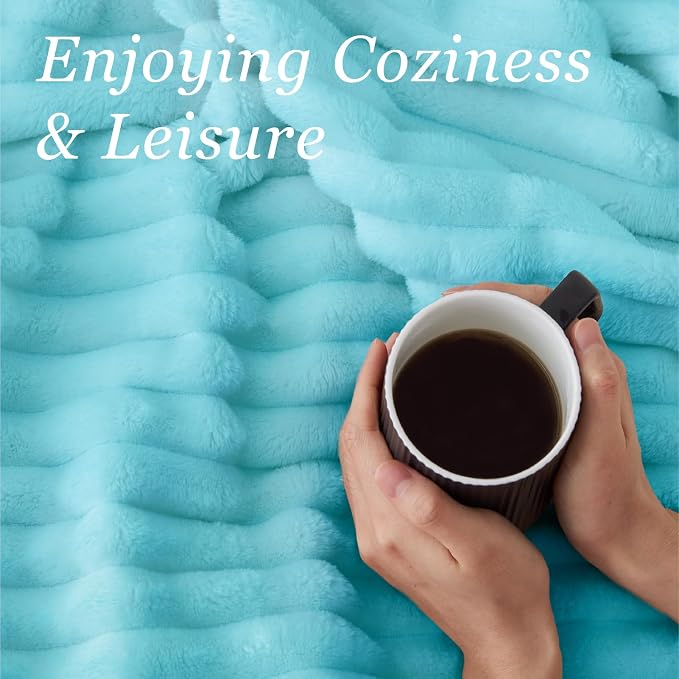 BEDELITE Ribbed Twin Blanket for Couch & Bed, Sky Blue, Warm Yet Lightweight - Image 5