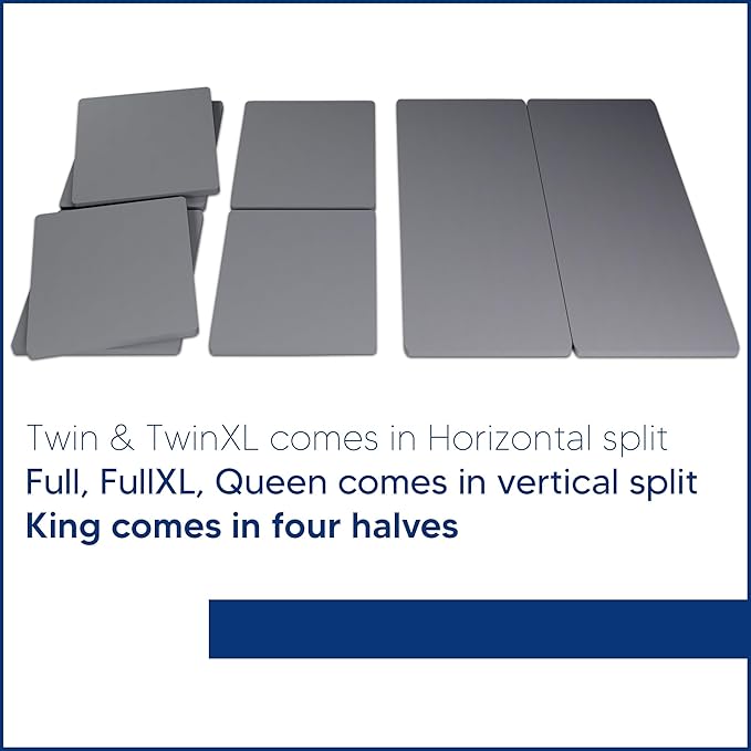 Spinal Solution, 1.5-Inch Split Bunkie Board for Mattress/Bed Support - Fully Assembled, Improved Comfort and Support, King, Gray