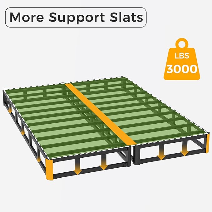 Split Queen Box Spring 5 Inch, Easy Assembly Bed Foundation, Heavy Duty Low Profile Metal Box Spring for Queen Bed with Fabric Cover, Noise Free