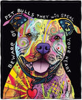 Dawhud Direct 75x90-Inch Pit Bull Fleece Blanket - Dean Russo Pitbull Throw Blanket for Adults and Kids - Soft and Cozy for Bed, Couch, or Travel - Thoughtful Gifts for Women and Dog Lovers