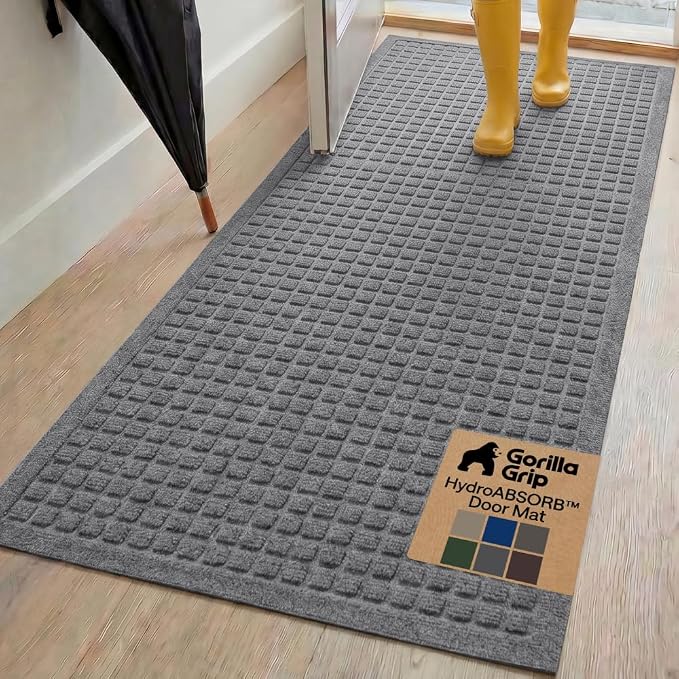 GORILLA GRIP® Ultra Absorbent Front Door Mat Outside Entrance, Traps Dirt and by Unknown