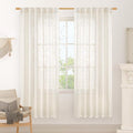 Cream Linen Boho Sheer Curtains 78 inch Length by LAMIT