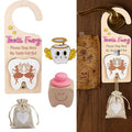 4Pcs Tooth Fairy Door Holder - Wooden Door Hanger Gift Set with Keepsake Box and Bag & Reward Badge, Gifts and Bedroom Decorations Suitable for Lost Teeth Girls and Boys