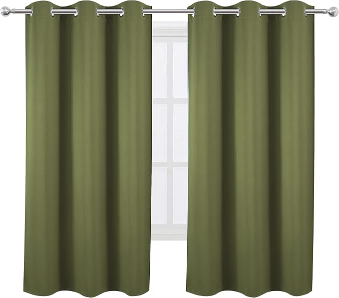 Olive Green Blackout Curtains 42 x 63 Inch Length/Set of 2 Curtain - Image 2