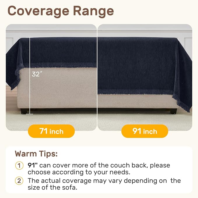 2 Pieces Sectional Couch Covers L Shaped Cover XXXL Navy Blue | Thick Washable - Image 5