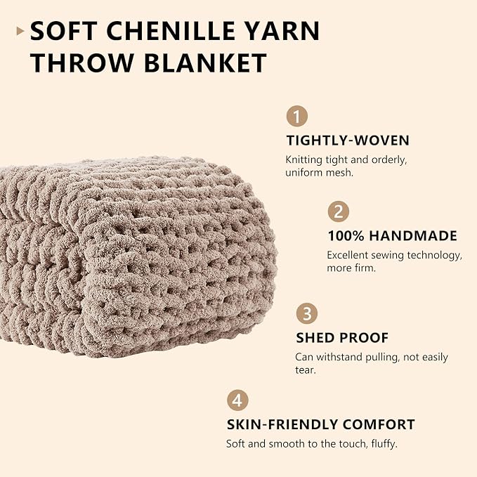 L'AGRATY Chunky Knit Throw Blanket - Image 2