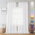 White Sheer Curtains 90 Inches Long 2 Panels, Farmhouse Voile Window Drapes Rod by Lecloud