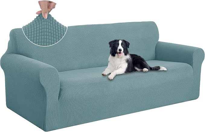 U-NICE HOME Oversized Stretch Couch Cover Slipcover, Light Blue | 3 Cushion Sofa by U-NICEHOME