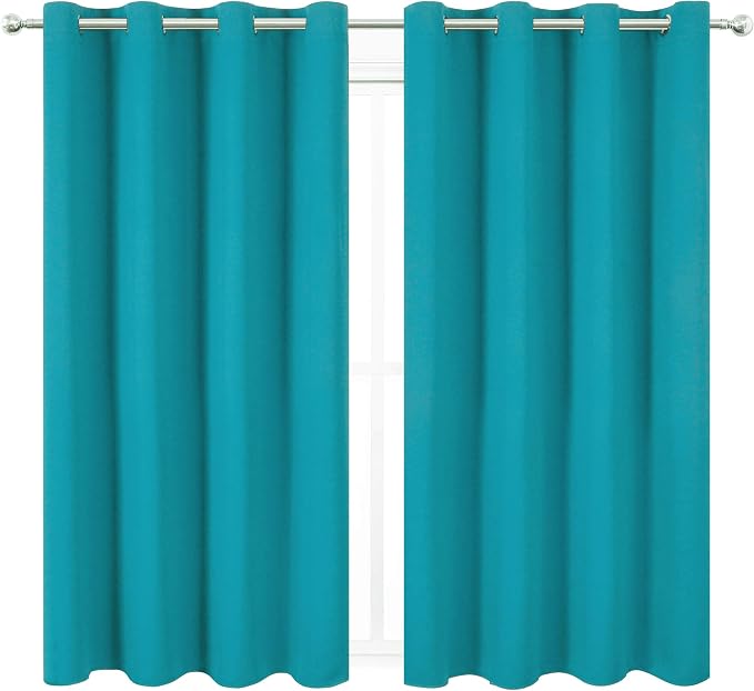 Turquoise Thermal Blackout Curtains/52 x 72 Inch/Set of 2 Panels Room Darkening - Image 2