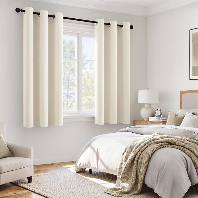 MIULEE Cream 100% Blackout Curtains - Image 6