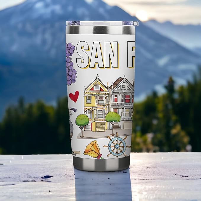 City Travel Mug for City Lover,20oz Double Wall Tumbler Vacuum Insulated Stainless Steel Coffee Cups (San Francisco)