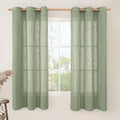 Linen Blended Curtains 63 Inches Long, Soft Thick Linen Textured Light by LAMIT